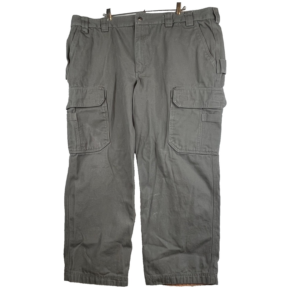 Duluth Trading Heavy Canvas Cargo Pants Mens 46x30 Gray Relaxed Fit Work -- 2